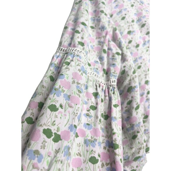 LC Lauren Conrad Floral V-Neck Blouse With Balloon Sleeves & Tie Front - Picture 8 of 12